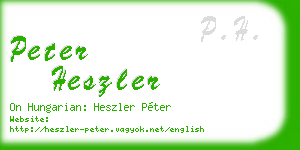 peter heszler business card
