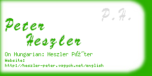 peter heszler business card